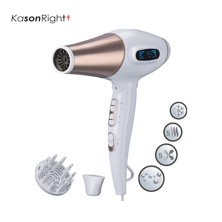Profesyonel LED Ekran AC Motor Gücü, 5 hız, 5 sıcaklık, Salon Şekillendirme için Fonksiyon Hafızalı Saç Kurutma Makinesi