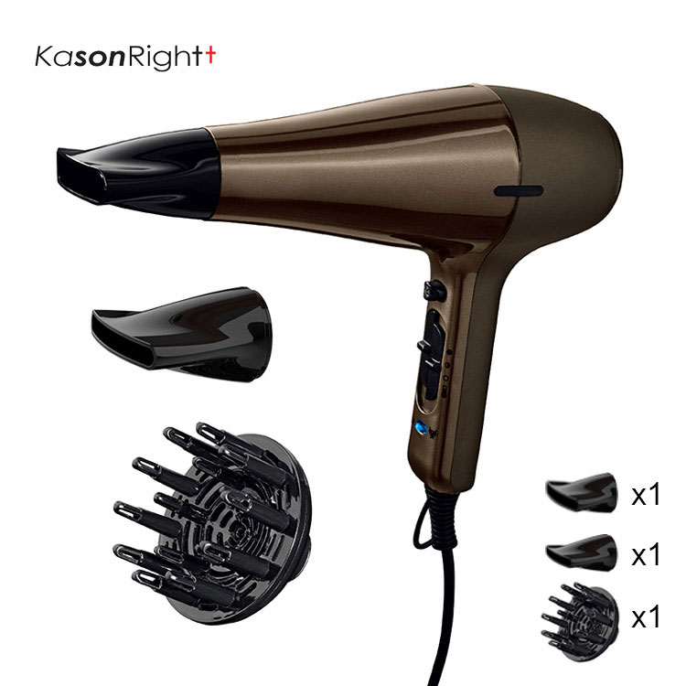 Hızlı Kurutma ve Şekillendirme için 2 Yoğunlaştırıcı ve Difüzörlü 2400W Uzun Ömürlü Güçlü Hava Akışı Üfleyici, Salon Kullanımı Saç Kurutma Makinesi