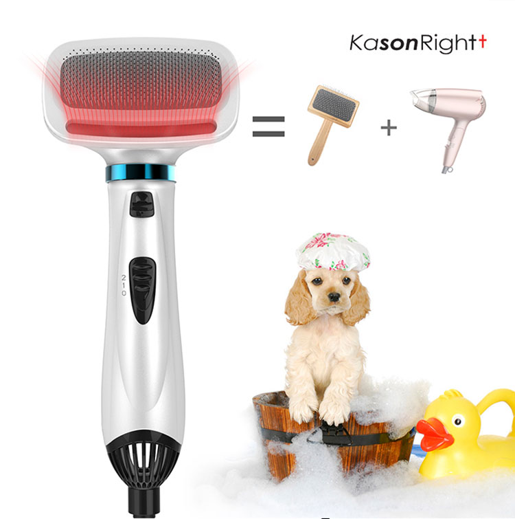 300W Taşınabilir Kedi Köpek Slicker Fırça 2'si 1 arada Pet Saç Kurutma Makinesi, Düşük Gürültü Ev Evcil Hayvan Bakım Saç Kurutma Makinesi ve Fırça